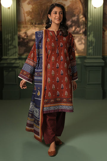 Zellbury | Unstitched 3 Piece Khaddar | Shirt Shalwar Dupatta - 0394 - Designer Dress with Intricate embroidery and embellishments. Shop elegent wedding dress at Maria Faisal.