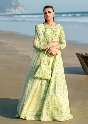 Waqas Shah | Amariage Luxury Formals | Mint Bloom - Designer Dress with Intricate embroidery and embellishments. Shop elegent wedding dress at Maria Faisal.