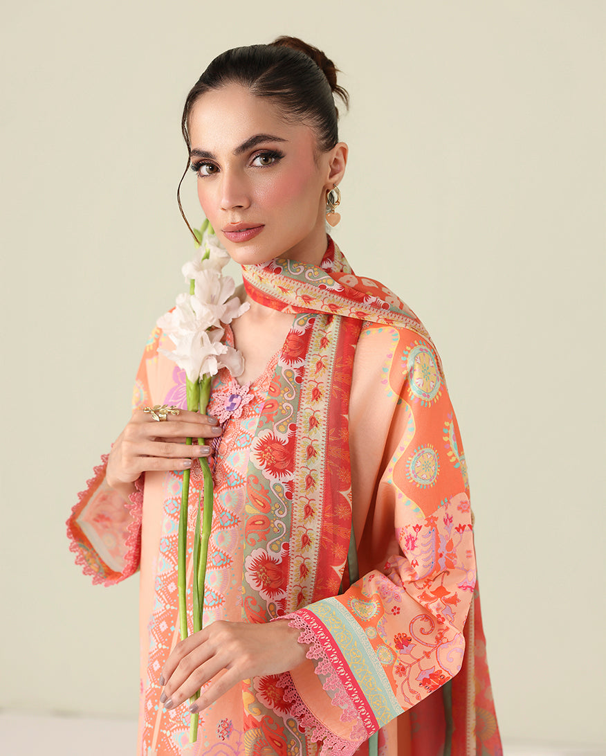 Roheenaz | Rosette Lawn | Warm Horizon - Casual Dress - available at Maria Faisal in UK and USA.