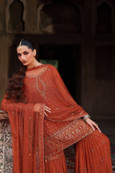 Naqshi | Kiraz Chiffon Collection | Tehzeen - Formal Dress - available at Maria Faisal in UK and USA.