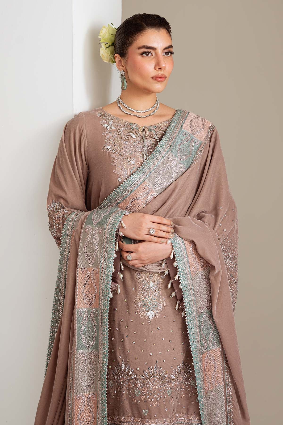 Nureh | Maya Velvet | NW-112 - Formal Dress - available at Maria Faisal in UK and USA.