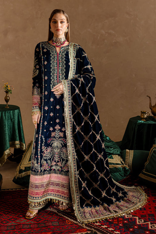 Marjjan | De Rose Velvet | MRV-10 (BLUE) - Ladies Clothes - Maria Faisal