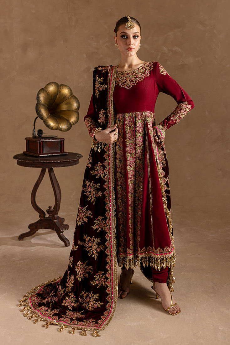 Marjjan | De Rose Velvet | MRV-13 (MEHROON) - Ladies Clothes - Maria Faisal