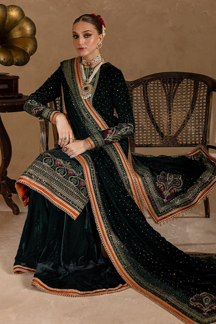 Marjjan | De Rose Velvet | MRV-07 (GREEN) - Ladies Clothes - Maria Faisal