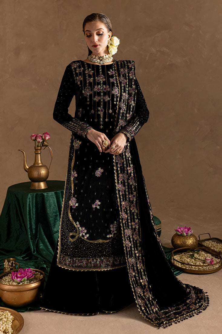Marjjan | De Rose Velvet | MRV-09 (BLACK) - Ladies Clothes - Maria Faisal