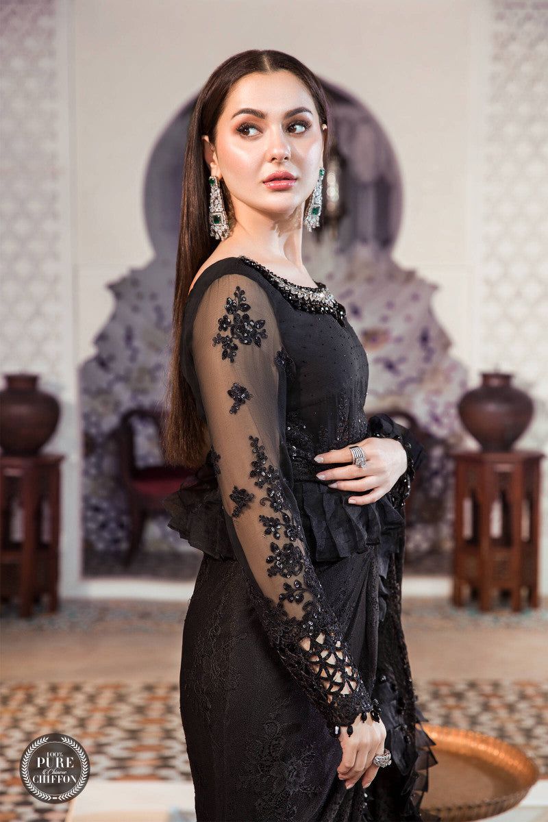 Maria B | Mbroidered Collection | MPC-21-106-Black - Designer Dress with Intricate embroidery and embellishments. Shop elegent wedding dress at Maria Faisal.