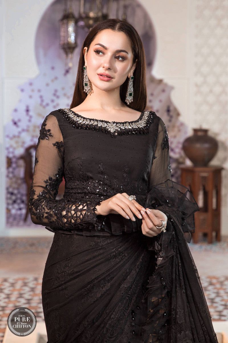 Maria B | Mbroidered Collection | MPC-21-106-Black - Designer Dress with Intricate embroidery and embellishments. Shop elegent wedding dress at Maria Faisal.