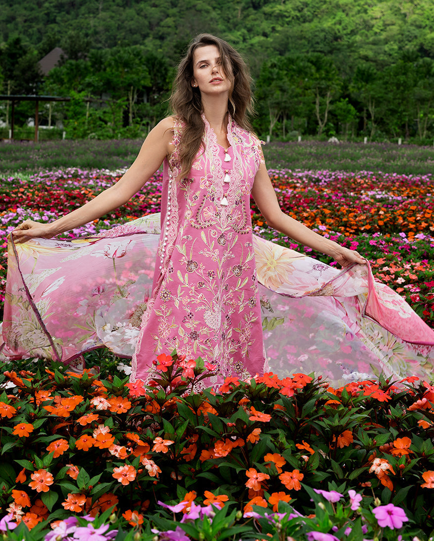 Mushq | Hemline the Secret Garden | Whimsical Scent - Luxury Dress - available at Maria Faisal in UK and USA.