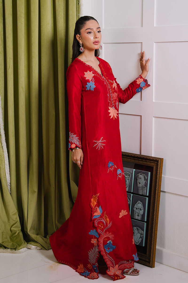 Mina Hassan | Signature Luxe 25 | Crimson Dream Kaftan - Formal Dress - available at Maria Faisal in UK and USA.