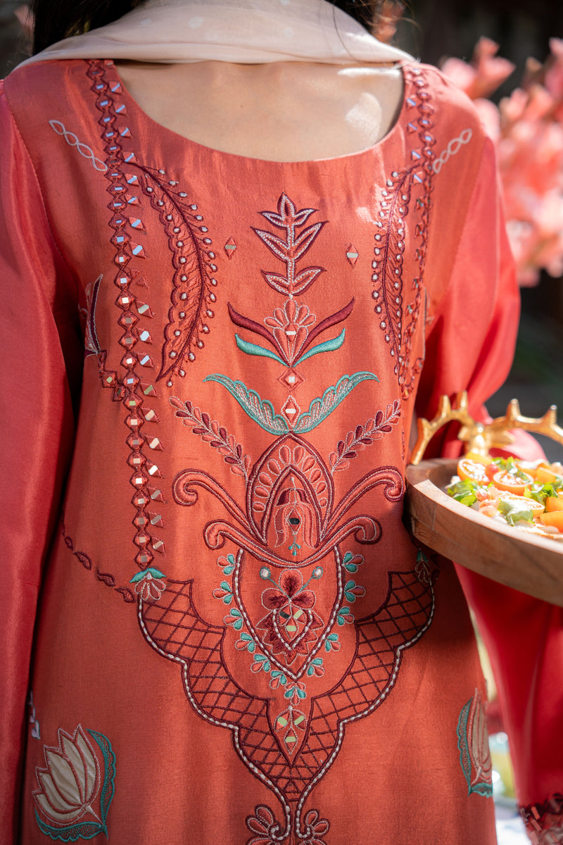 Wahaj M Khan | Pari Collection | Rust Maroon Kaftan Pari Outfit