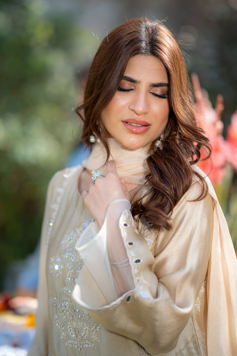 Wahaj M Khan | Pari Collection | Ivory biege Pari Outfit - Ladies Clothes - Maria Faisal