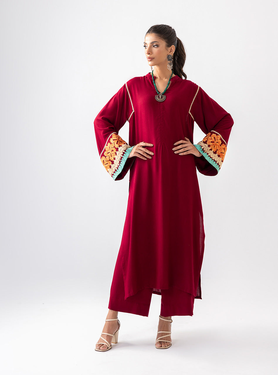 Zainab Chottani | Aara Casual Pret |  Divine Maroon - Ladies Clothes