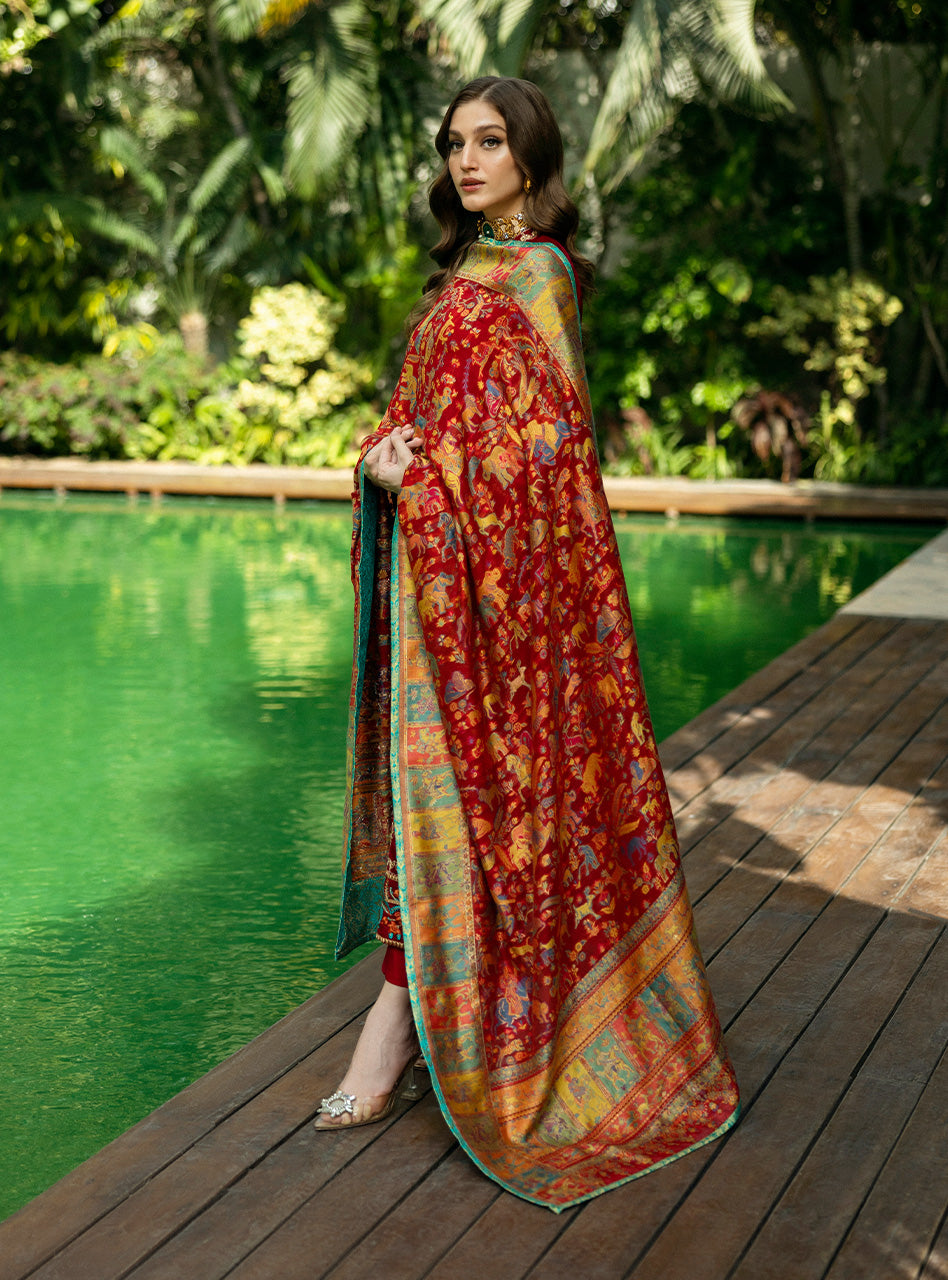 Zainab Chottani | Makhmal Luxe Pret | Ghermez - Ladies Clothes - Maria Faisal