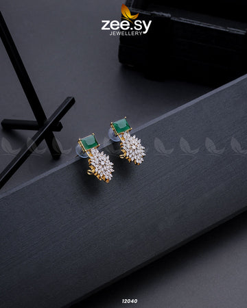 Zircon Cluster Earrings - Designer Dress with Intricate embroidery and embellishments. Shop elegent wedding dress at Maria Faisal.