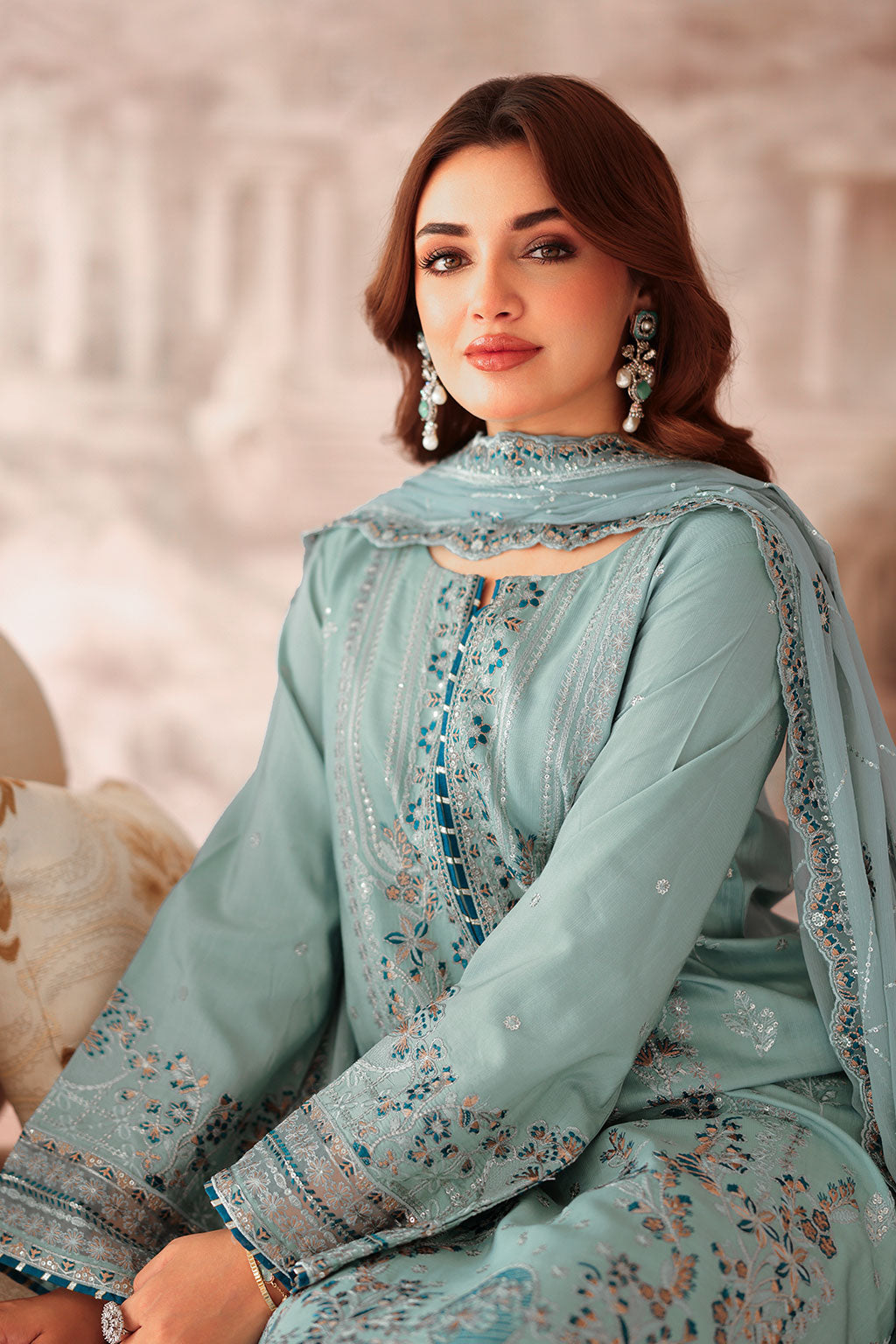 AA-204 – authentic Pakistani dress from the Aangan Luxury Raw silk collection for women in the UK