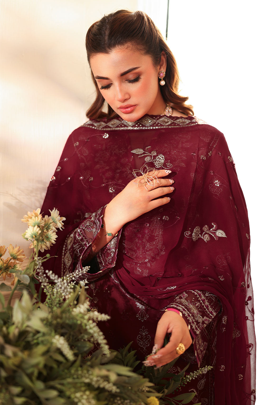 AA-203 – authentic Pakistani dress from the Aangan Luxury Raw silk collection for women in the UK
