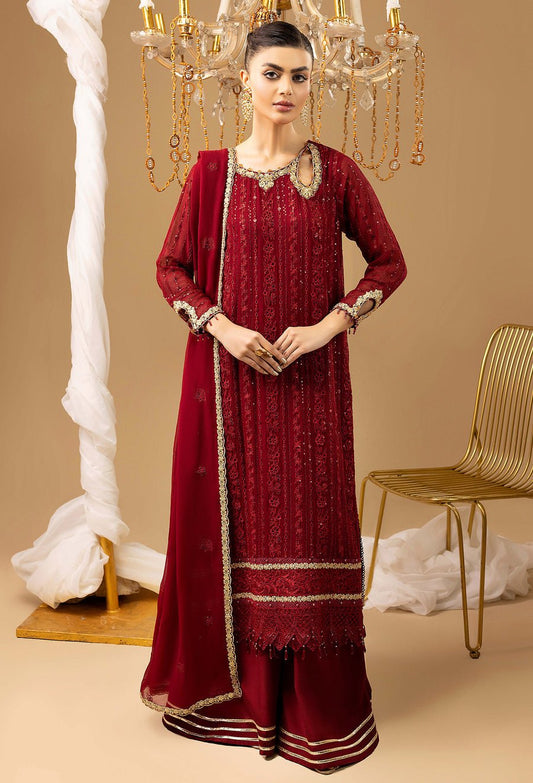 Adans Libas | Chiffon 25 | 7583 M - is Maroon dress from Adans Libas - Ladies Clothes - Maria Faisal