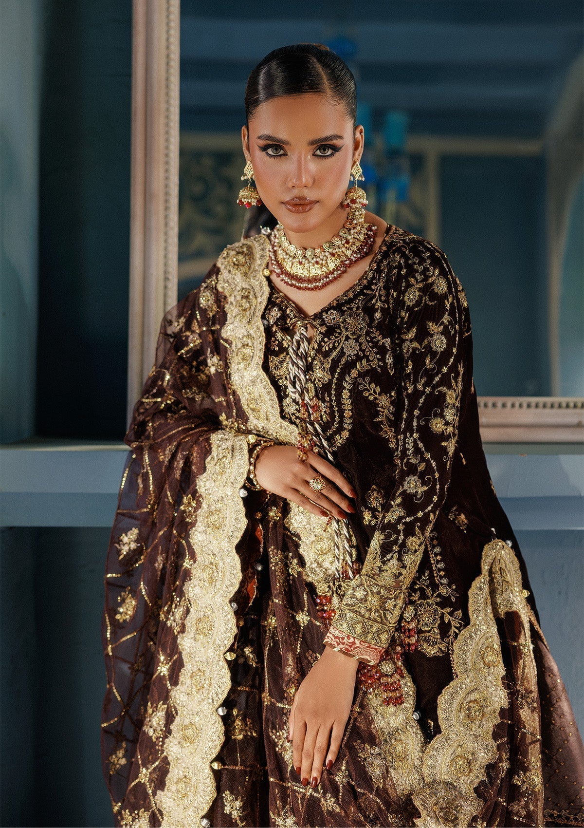 Aik Atelier | Udaipur Velvet 25 | LOOK 06 - Formal Wear - available at Maria Faisal in UK and USA