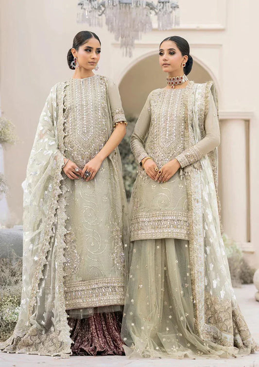 Aik Atelier Wedding Festive 23 LOOK 04 – Light Grey Designer Dress with intricate embroidery and embellishments. Shop elegant Wedding dress at Maria Faisal.