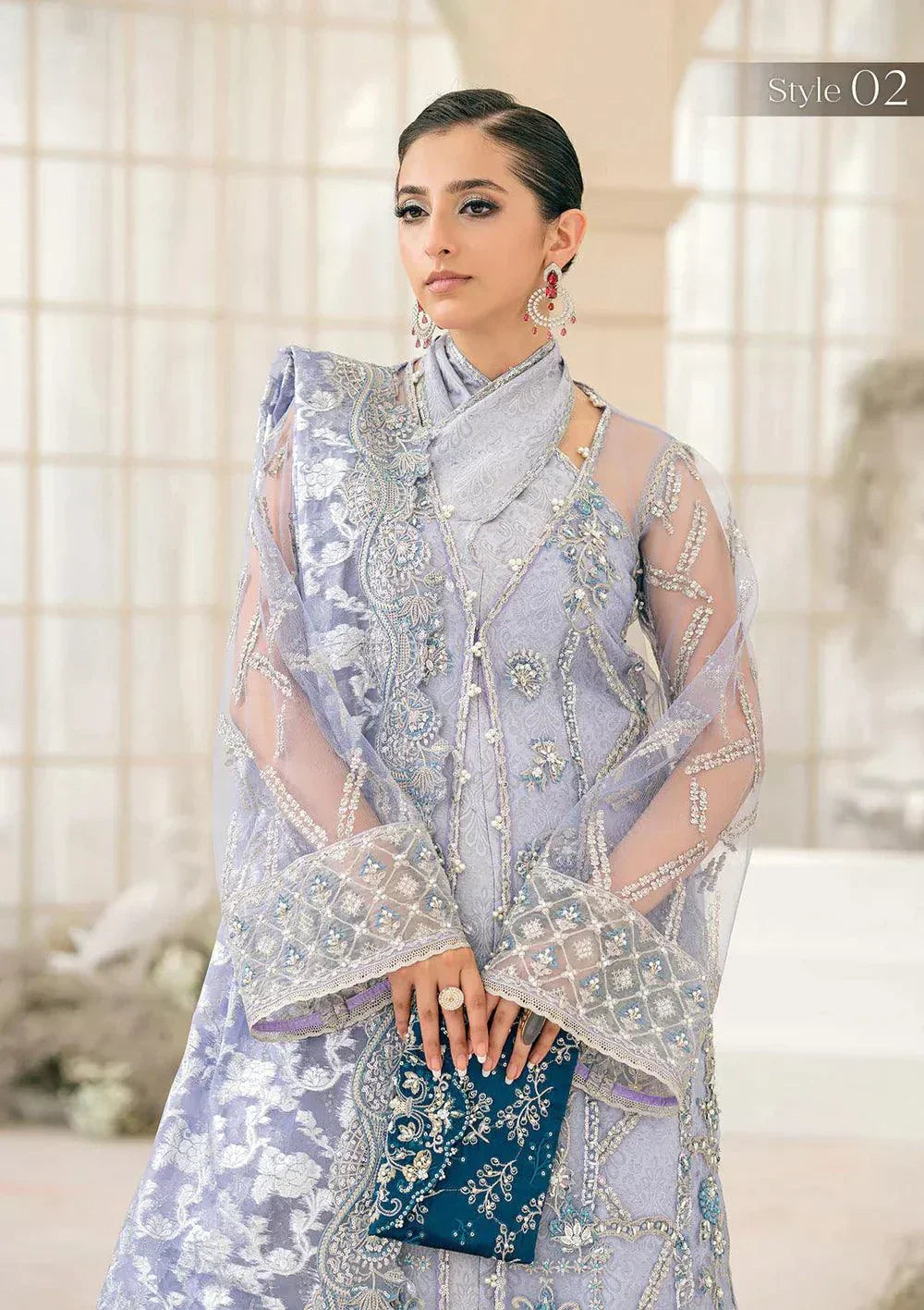 Aik Atelier Wedding Festive 23 LOOK 08 – Lavender Designer Dress with intricate embroidery and embellishments. Shop elegant Wedding dress at Maria Faisal.