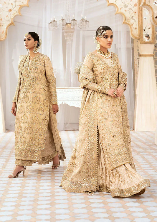 Aik Atelier Wedding Festive 24 LOOK 02 – Beige Designer Dress with intricate embroidery and embellishments. Shop elegant Asian dresses at Maria Faisal.