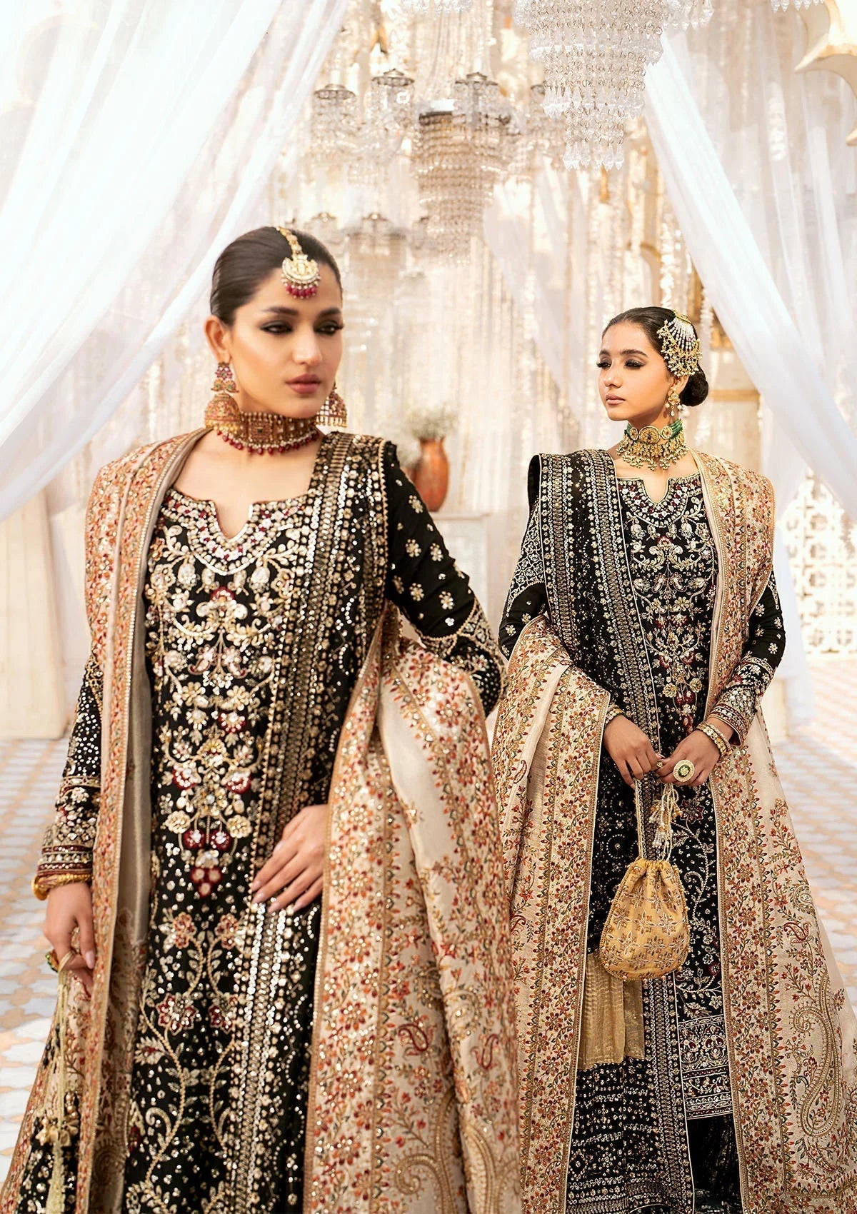 Aik Atelier Wedding Festive 24 LOOK 04 – Black Designer Dress with intricate embroidery and embellishments. Shop wedding dresses at Maria Faisal.
