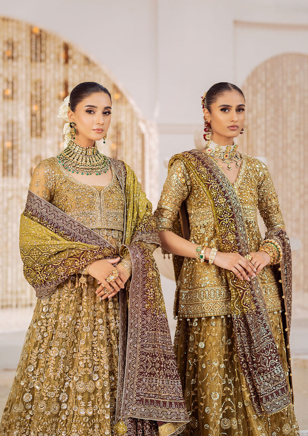 Aik Atelier Wedding Festive 24 Vol 2 LOOK 04 – Olive Pakistani Dress with intricate embroidery and embellishments. Shop elegant Asian dresses at Maria Faisal.