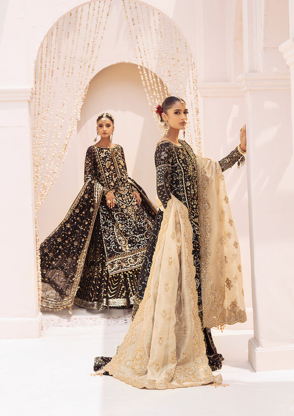 Aik Atelier Wedding Festive 24 Vol 2 LOOK 07 – Black Pakistani Dress with intricate embroidery and embellishments. Shop elegant Asian dresses at Maria Faisal.