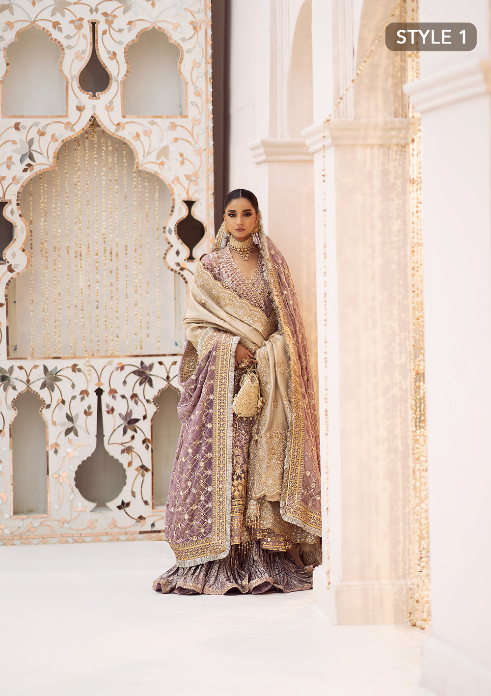 Aik Atelier Wedding Festive 24 Vol 2 LOOK 10 – Lilac Pakistani Dress with intricate embroidery and embellishments. Shop elegant Asian dresses at Maria Faisal.