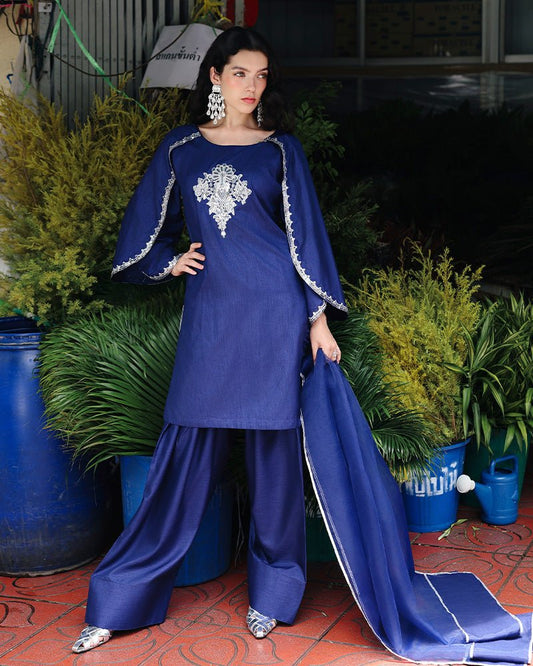 Ain | Prestige Festive Edit | AN - 141 E - is Blue dress from Ain - Ladies Clothes - Maria Faisal