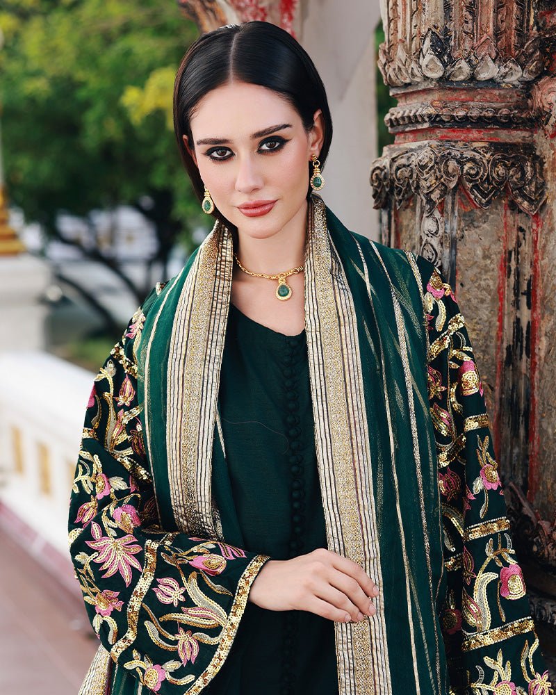 Ain | Prestige Festive Edit | AN - 143 B - is Green dress from Ain - Ladies Clothes - Maria Faisal
