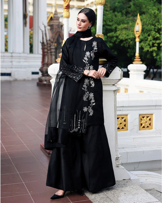 Ain | Prestige Festive Edit | AN - 144 G - is Black dress from Ain - Ladies Clothes - Maria Faisal