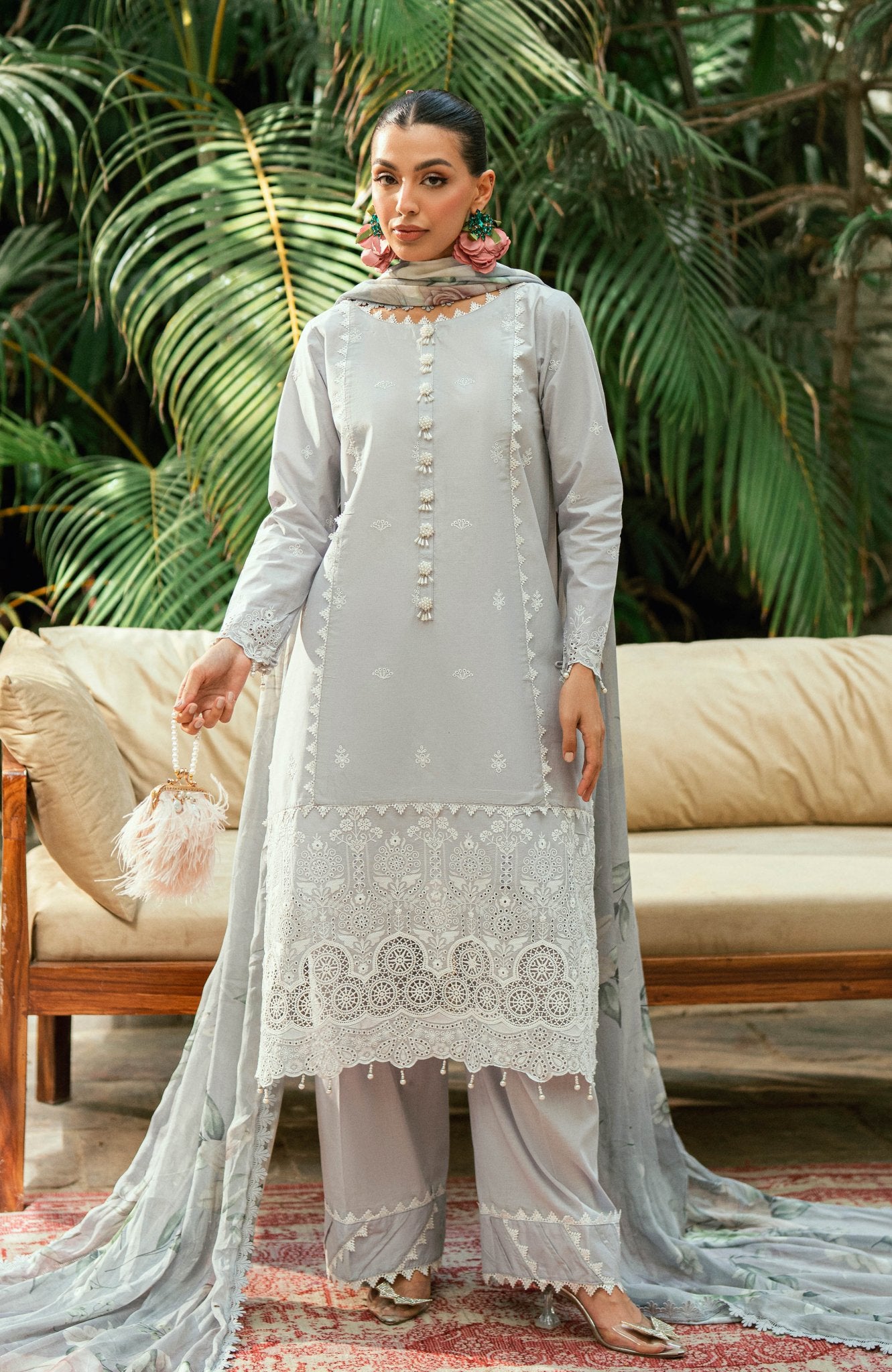 Al zohaib | Laserkari Premium Edition 25 | LKP - 25 - 04 E - is Aqua Blue dress from Al zohaib - Ladies Clothes - Maria Faisal