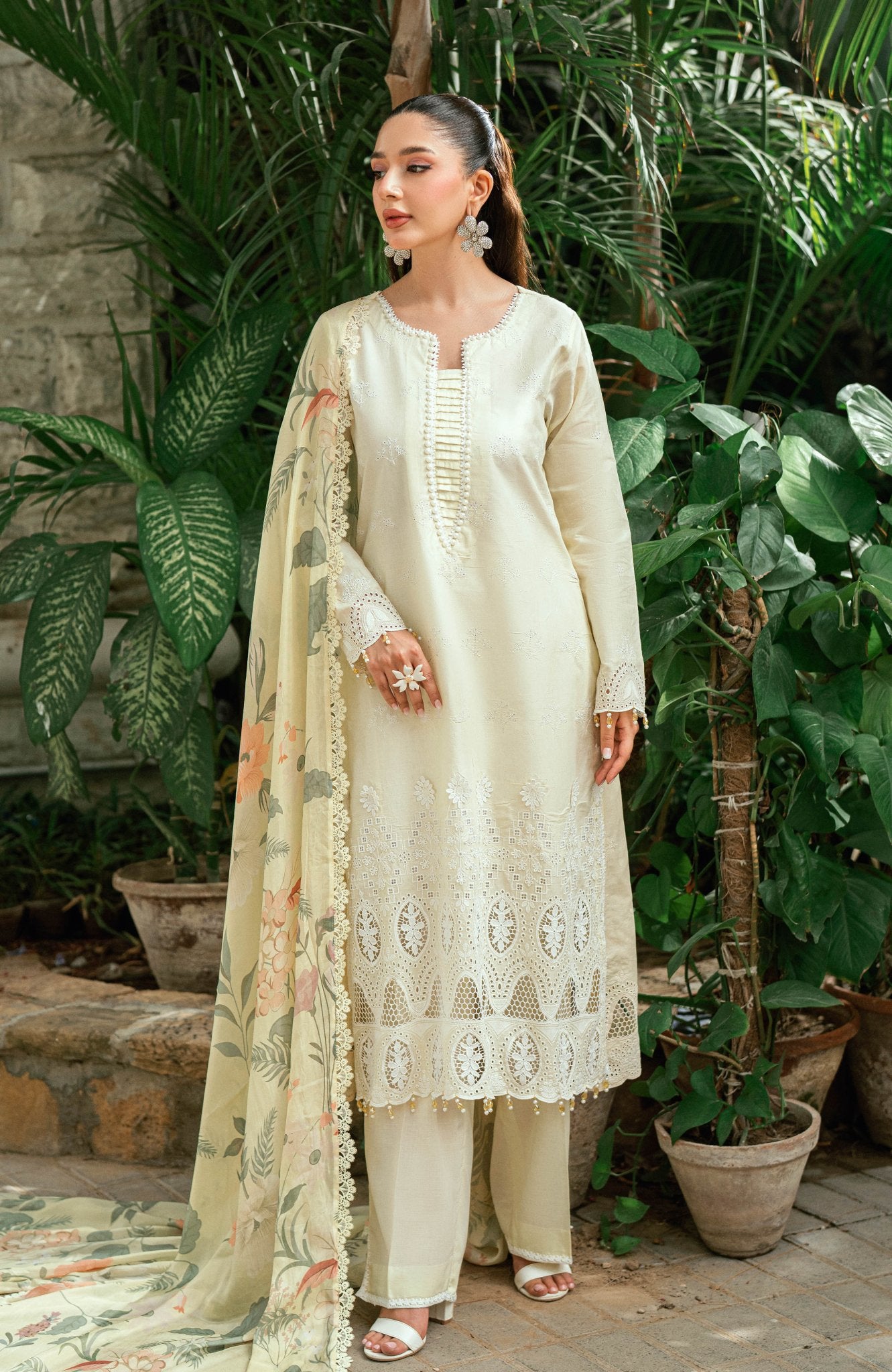 Al zohaib | Laserkari Premium Edition 25 | LKP - 25 - 05 D - is Cream dress from Al zohaib - Ladies Clothes - Maria Faisal