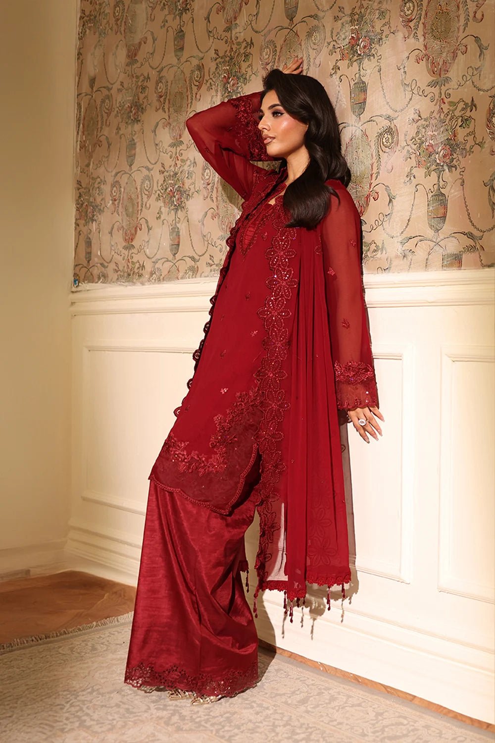 Azure | Ensembles | Cherry Veil - Casual Dress - available at Maria Faisal in UK and USA.