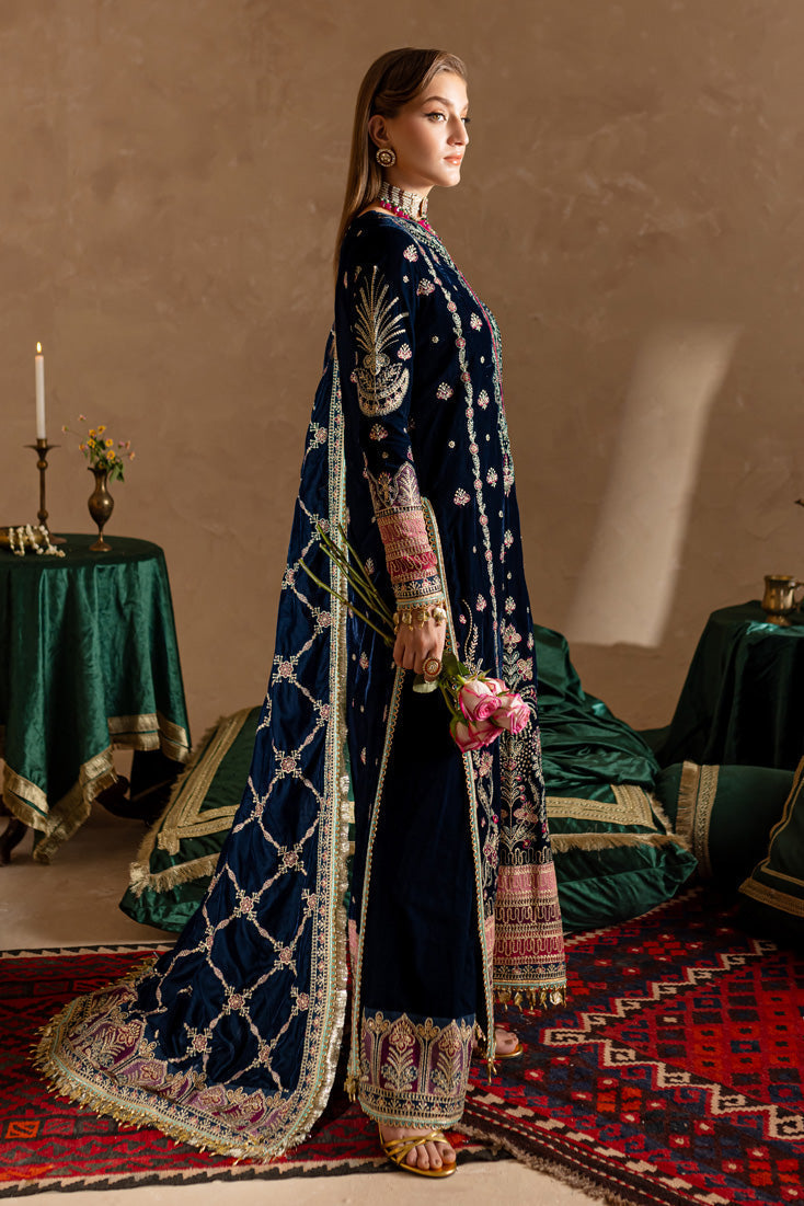 Marjjan | De Rose Velvet | MRV-10 (BLUE) - Ladies Clothes - Maria Faisal