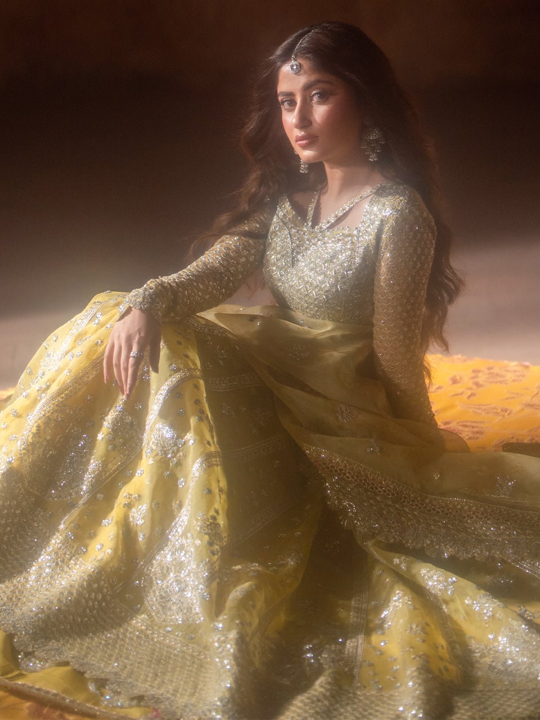 Bin Ilyas | Sona Gachi Luxury Formals | D - 606 - is Lemon Yellow dress from Bin Ilyas - Ladies Clothes - Maria Faisal