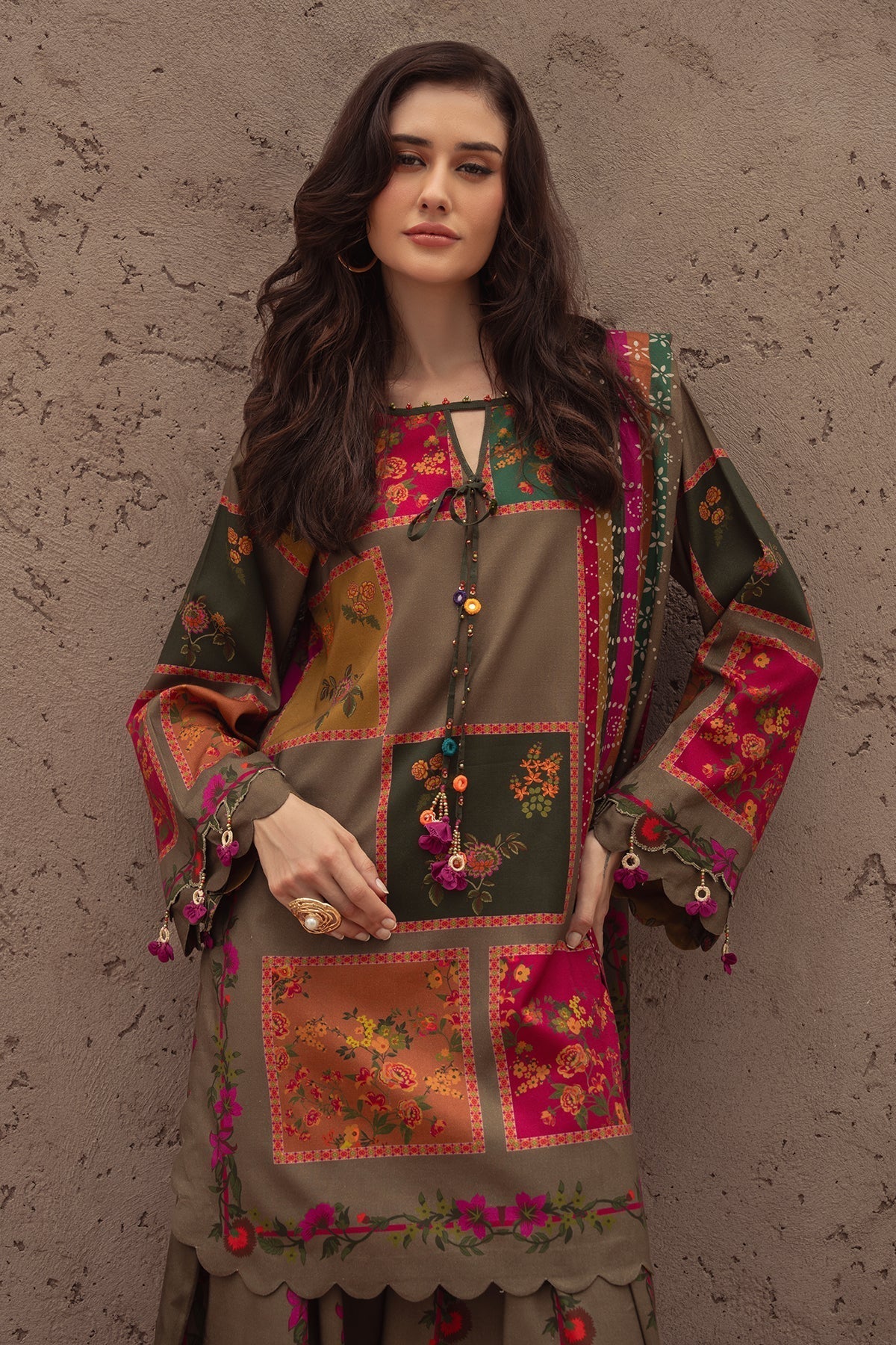 Charizma | C Prints Winter 25 | 3 - PC Unstitched Printed Linen Collection CPW5 - 03 - is Brown dress from Charizma - Ladies Clothes - Maria Faisal