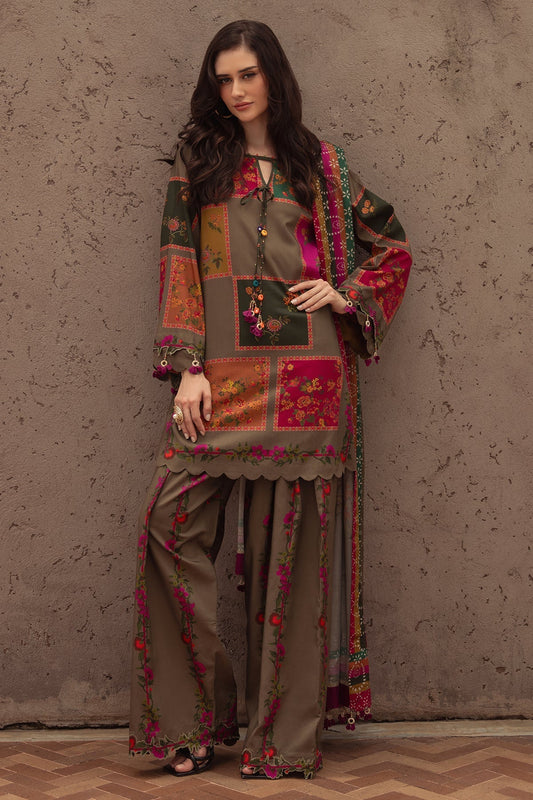 Charizma | C Prints Winter 25 | 3 - PC Unstitched Printed Linen Collection CPW5 - 03 - is Brown dress from Charizma - Ladies Clothes - Maria Faisal