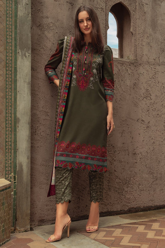 Charizma | C Prints Winter 25 | 3 - PC Unstitched Printed Linen Collection CPW5 - 05 - is Green dress from Charizma - Ladies Clothes - Maria Faisal