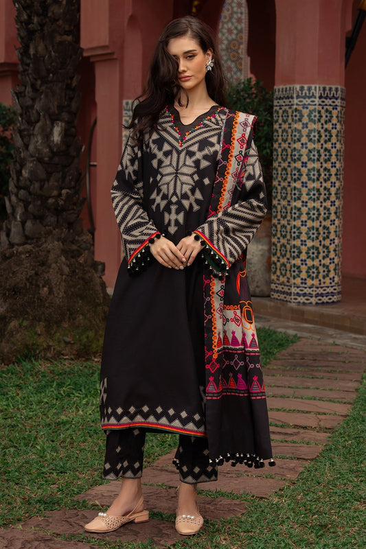Charizma | C Prints Winter 25 | 3 - PC Unstitched Printed Linen Collection CPW5 - 06 - is Black dress from Charizma - Ladies Clothes - Maria Faisal