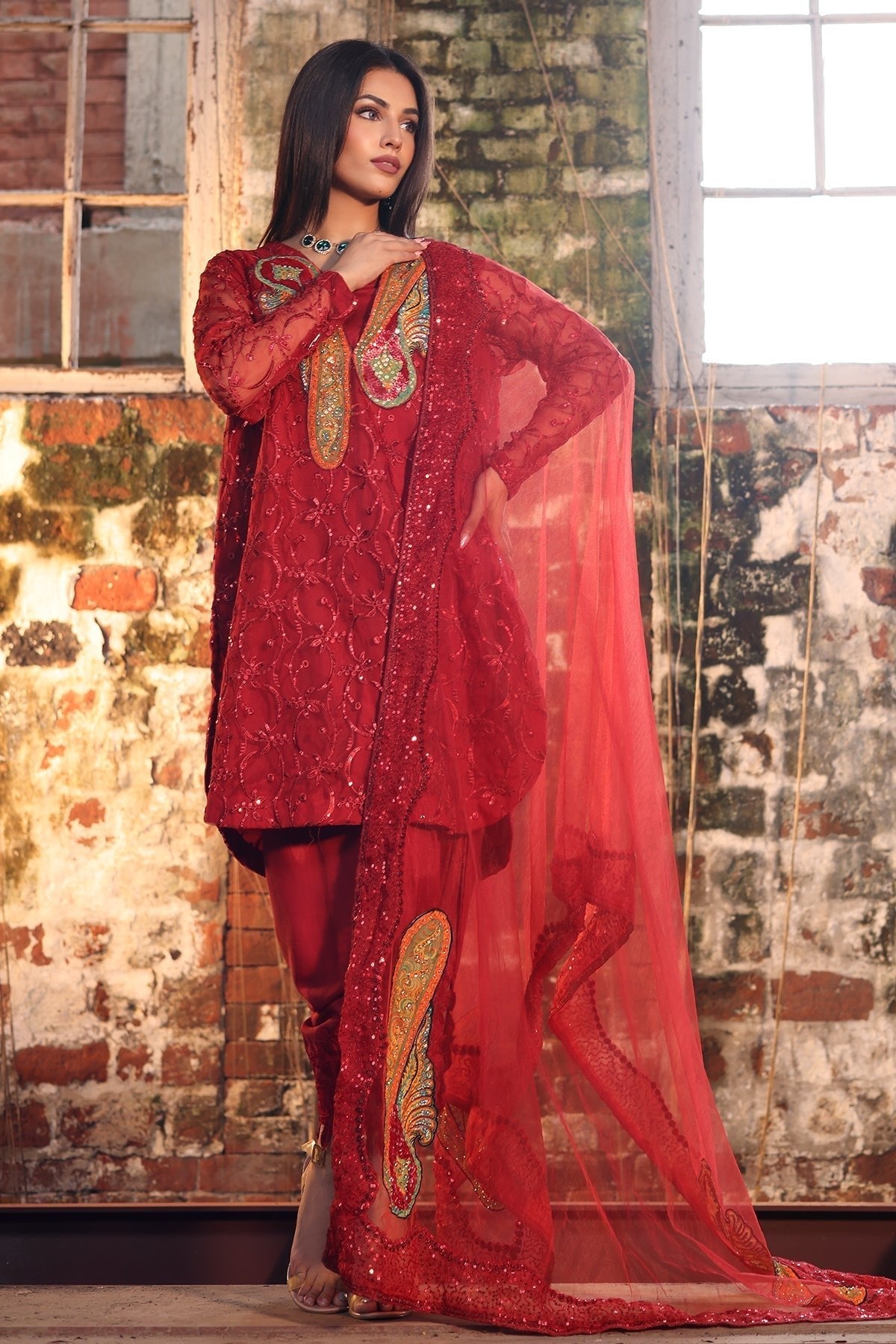Charizma | Festive Pret | CMA - 4 - 051 MM - is Maroon dress from Charizma - Ladies Clothes - Maria Faisal