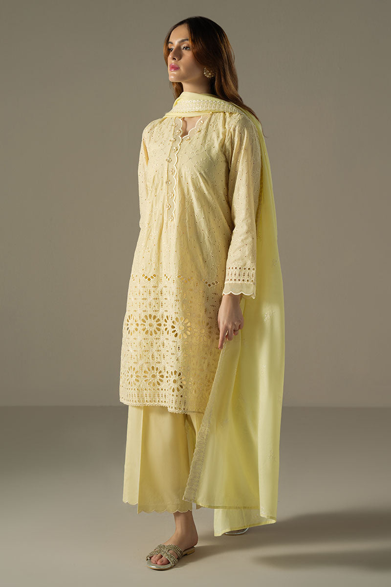 Cross Stitch | Chikankari Lawn 25 | LEMON ZEST - Ladies Clothes
