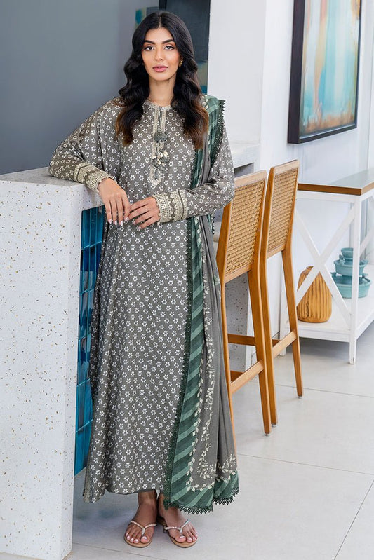 Cross Stitch | Cotton Satin 25 | FOREST MIST - is Gray dress from Cross Stitch - Ladies Clothes - Maria Faisal