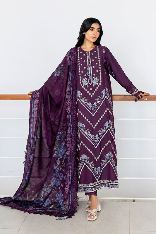 Cross Stitch | Cotton Satin 25 | MYSTIC DUST - is Dark Purple dress from Cross Stitch - Ladies Clothes - Maria Faisal