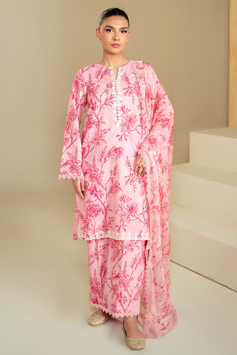Cross Stitch | Daily Lawn 24 | SHADED PINK-3 PIECE LAWN SUIT - Ladies Clothes - Maria Faisal