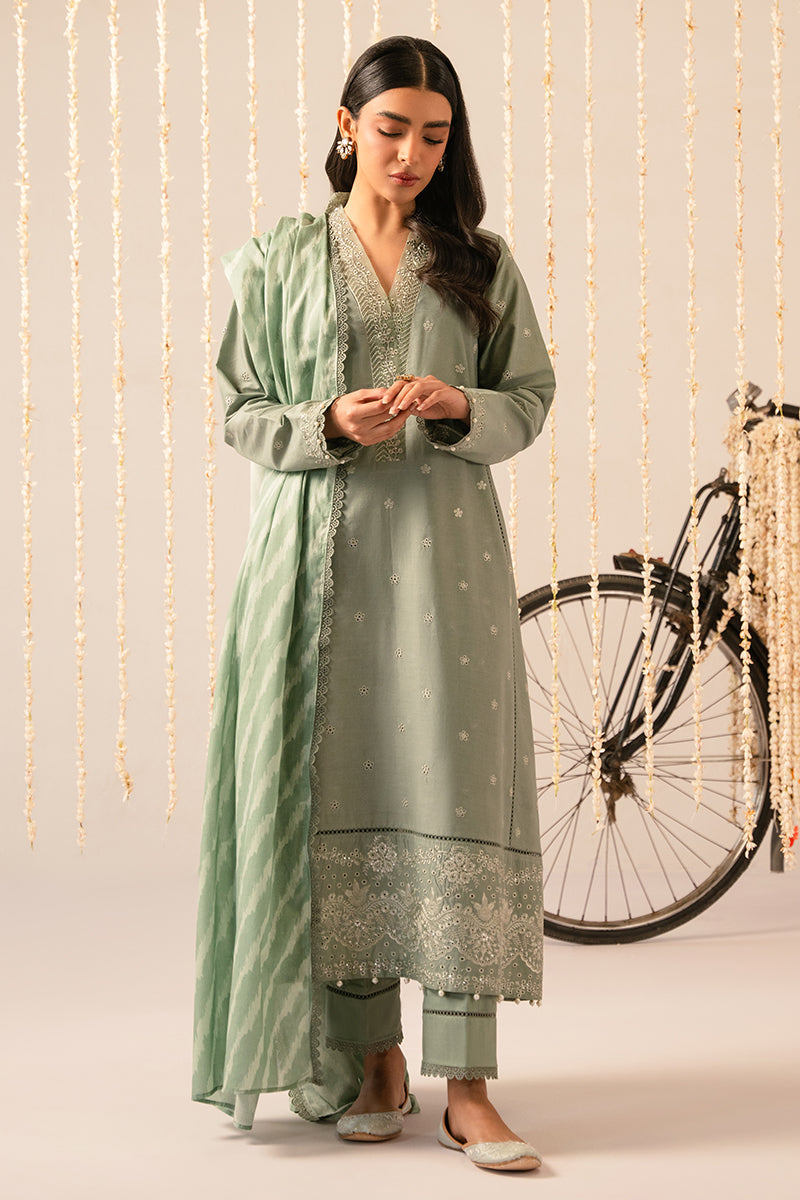 Cross Stitch | Mahiri Embroidered Collection 24 | Sage Green - Ladies Clothes - Maria Faisal