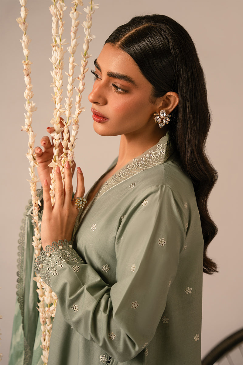 Cross Stitch | Mahiri Embroidered Collection 24 | Sage Green - Ladies Clothes - Maria Faisal