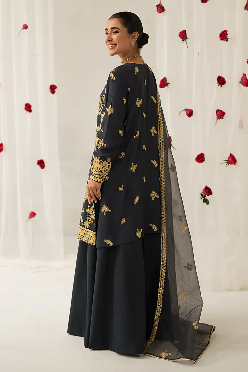 Cross Stitch | Luxe Atelier 24 | Charcoal Tint - Ladies Clothes - Maria Faisal