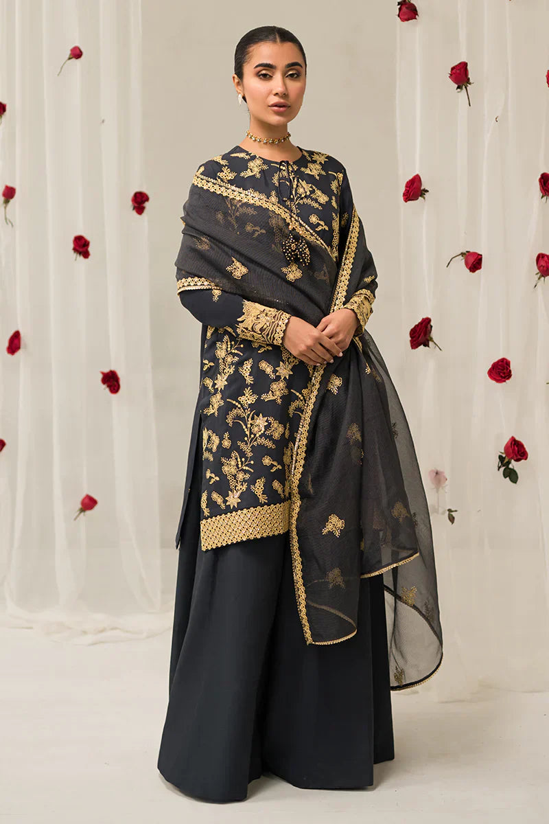 Cross Stitch | Luxe Atelier 24 | Charcoal Tint - Ladies Clothes - Maria Faisal